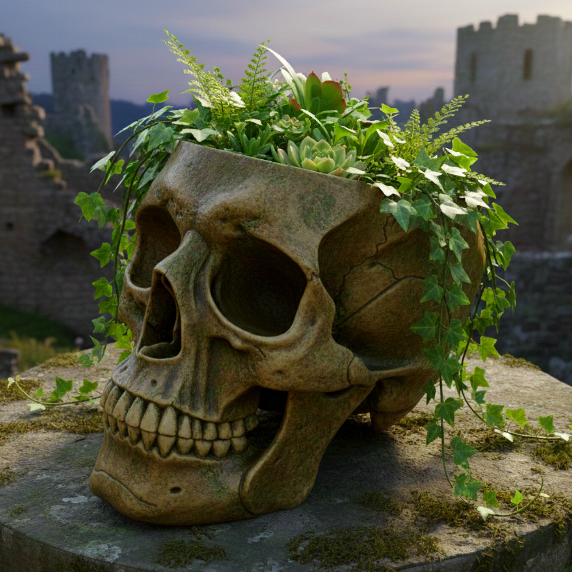 SKULL POT PLANTER - REAL SIZE