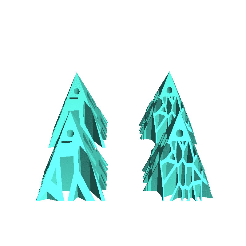 Voronoi pyramid earrings set