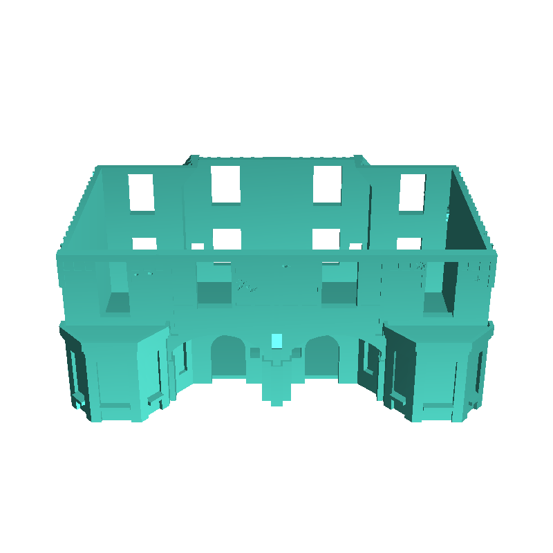 Mehrstöckiges Haus mit Ziegeldach und Schornsteinen (Juno Beach,