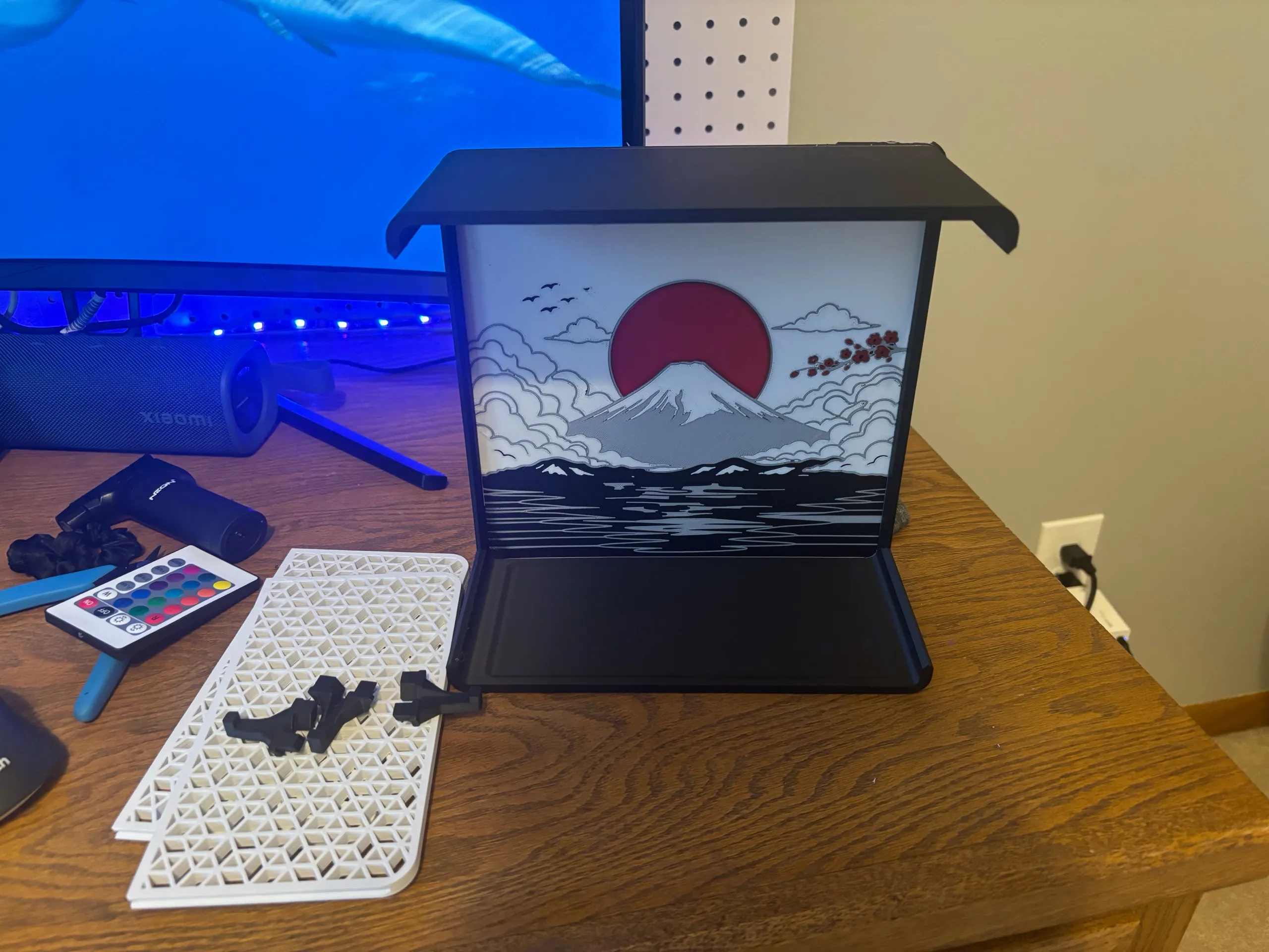 Japanese Mount Fuji Wall Shelf Organizer for Keys, Wallets-1