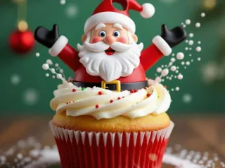 Santa in Cupcake Keyring 