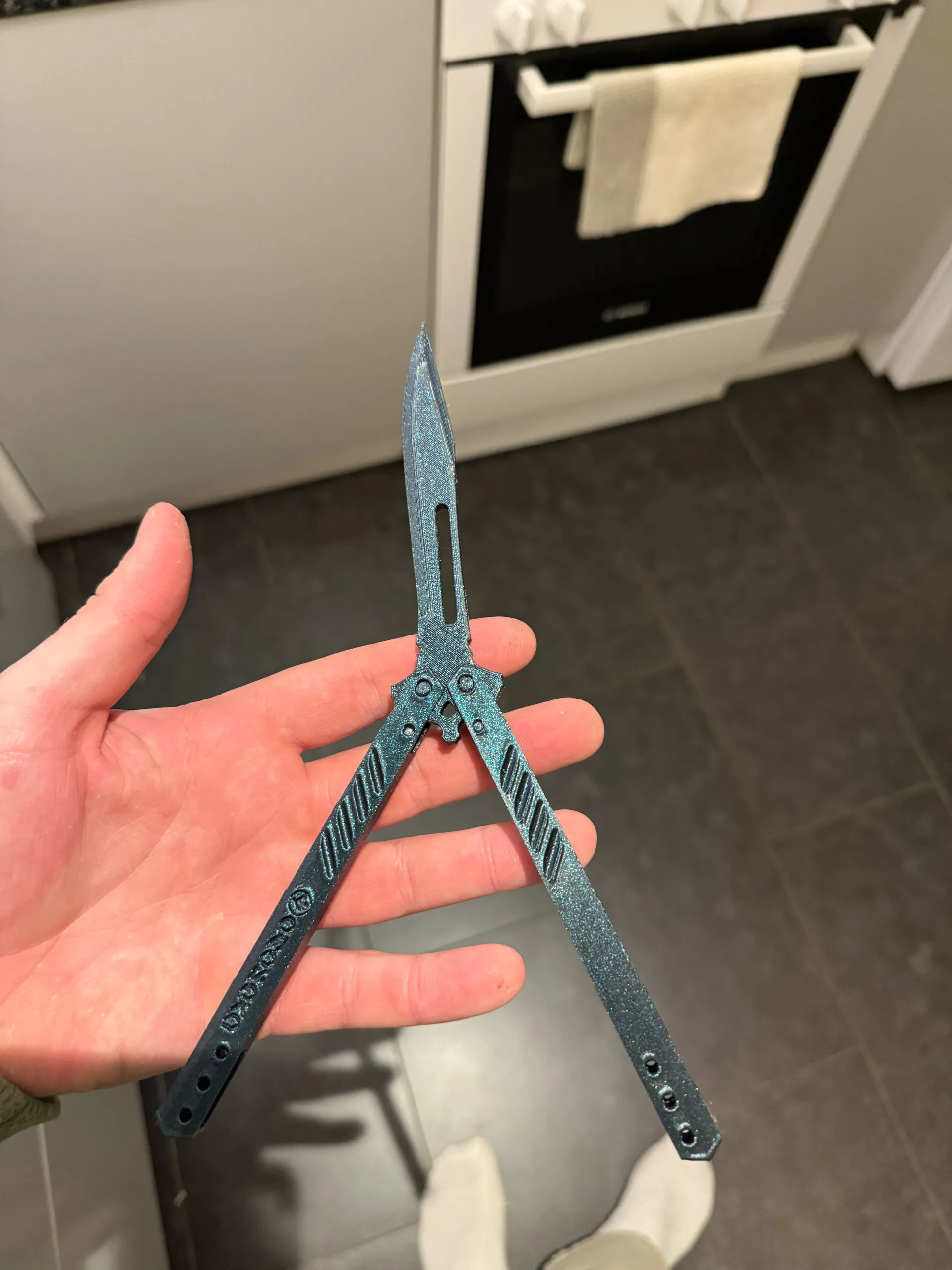 100% 3D printer Butterfly knife Fidget toy-2