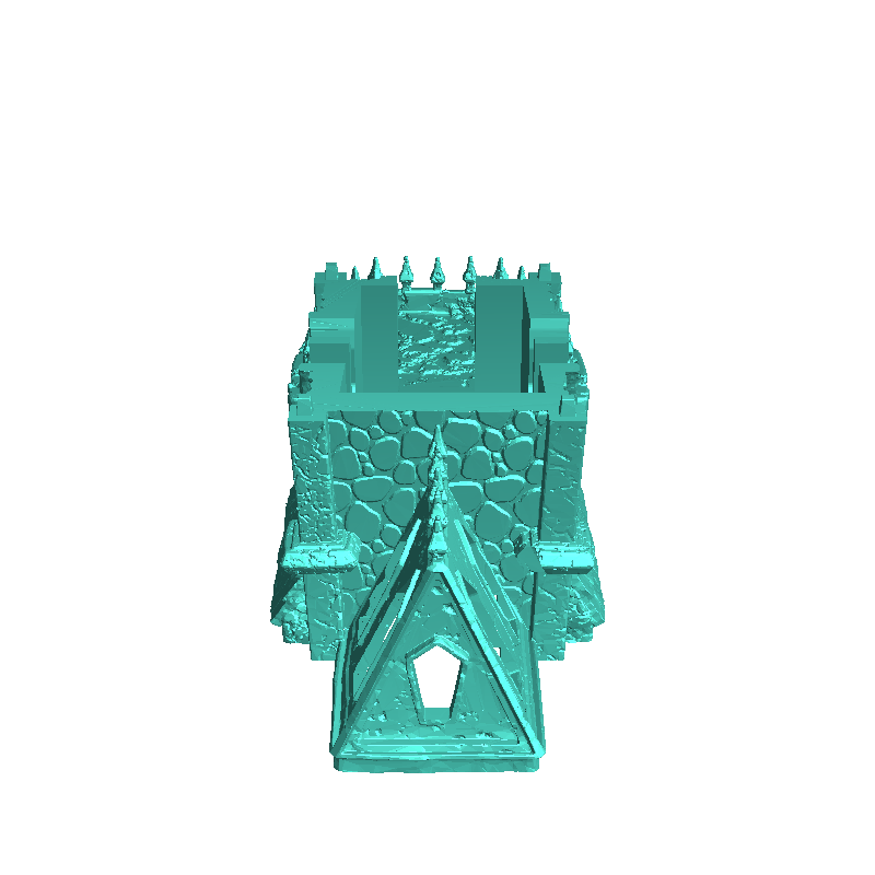 Medieval Gothic building with large stone tower and roof spi