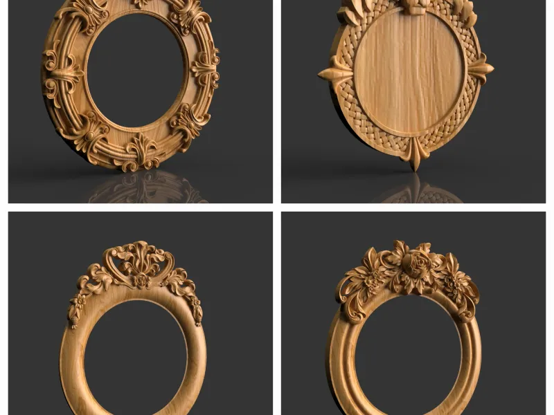 4 models round Frames with Tigers and decor