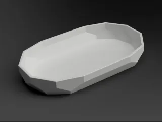 Low Poly Tray Bowl Oval
