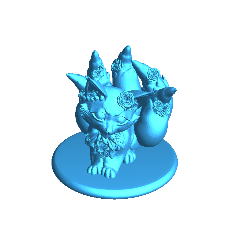 Baby Kitsune with Flowers
