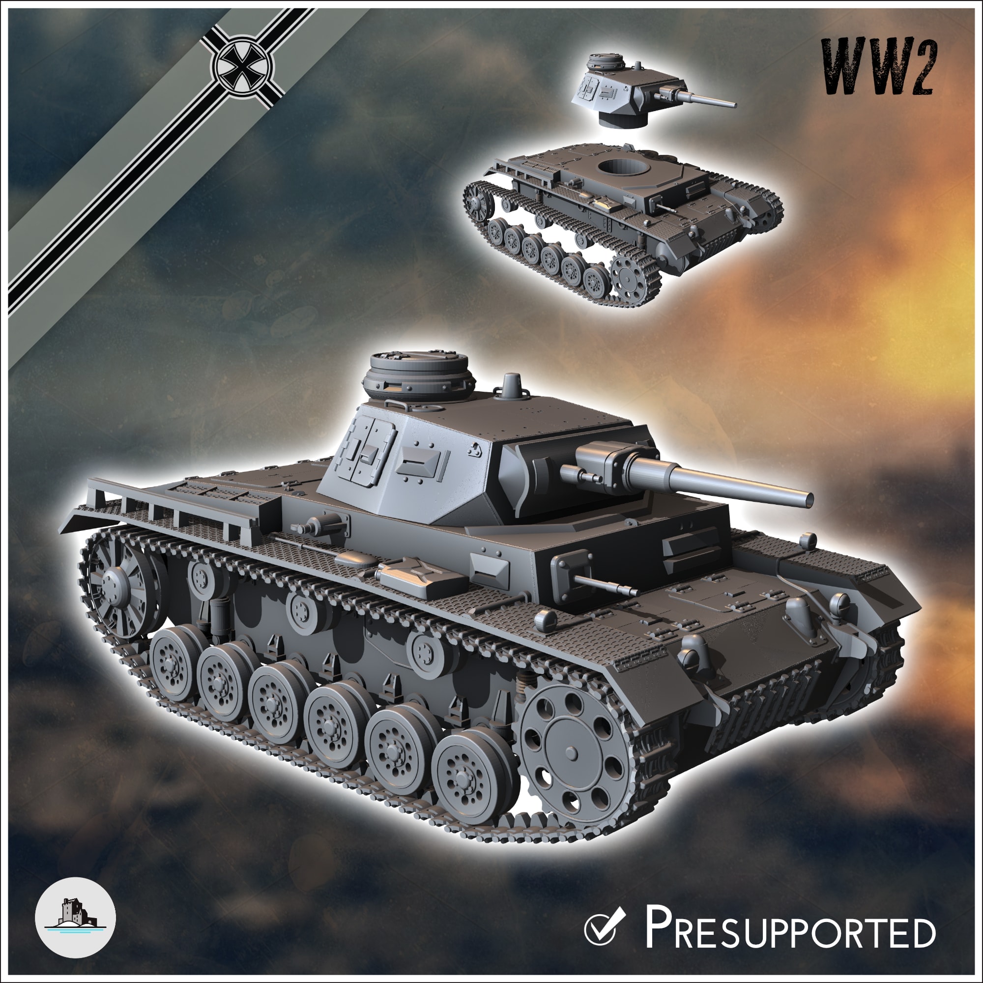 Panzer III Ausf. F - WW2 miniatures armor war flames world t | 3D ...