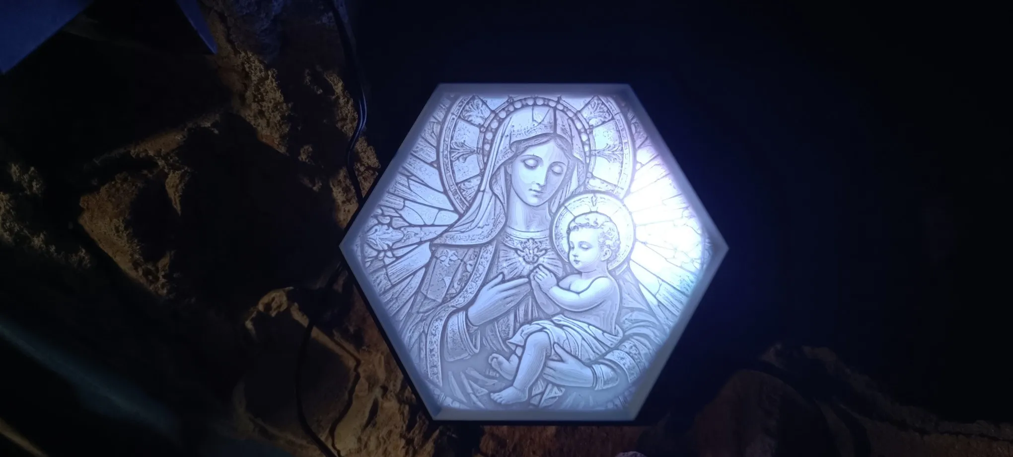 Hexagon Lamp LED RGB - Jesus - Gott - Heilige Maria 002-7