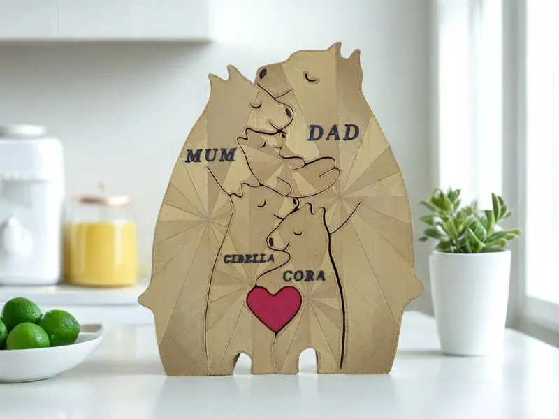 "Bear With Us" – Family Name Puzzle Keepsake