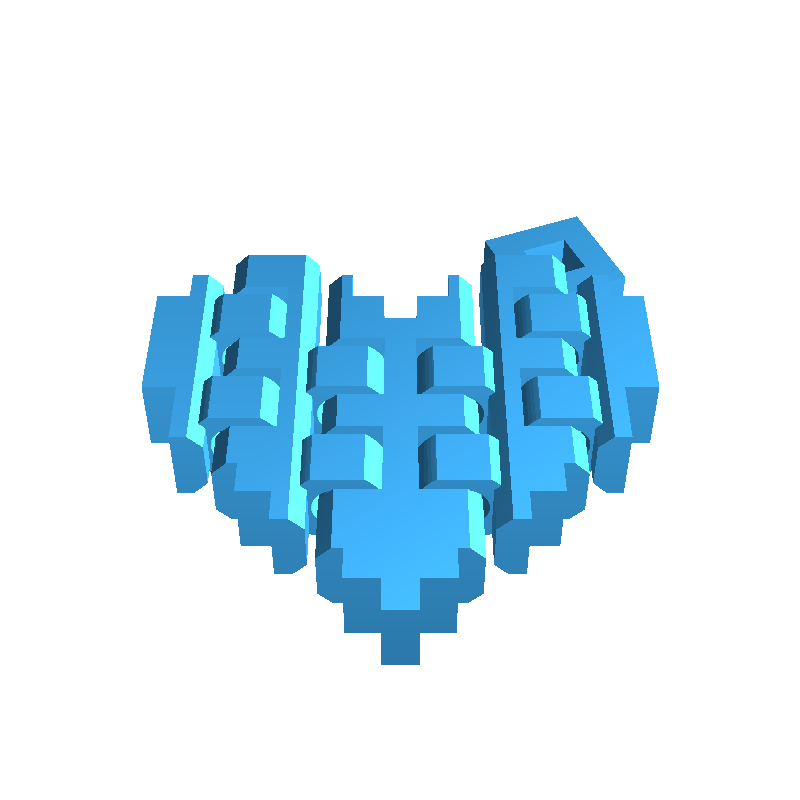 Articulated Pixel Heart Keychain Frikarte3D