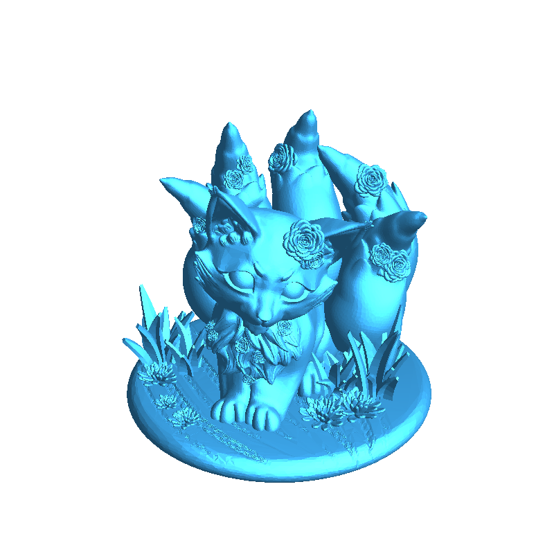 Baby Kitsune with Flowers