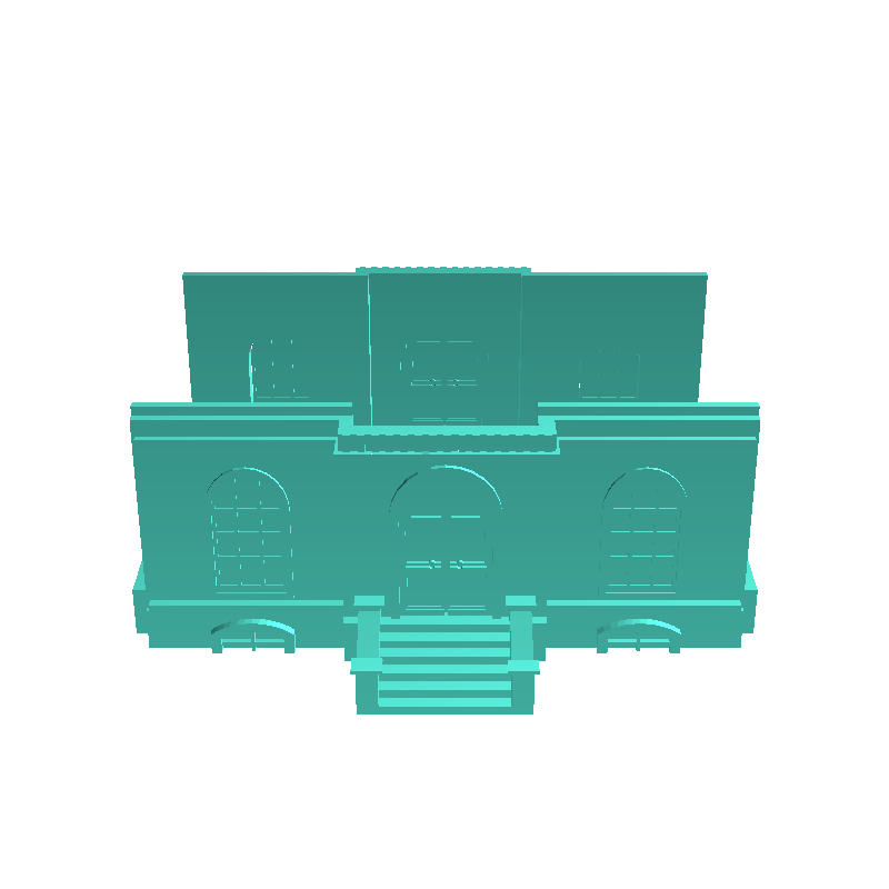 Rectangular Bell Tower Design Other STL Download - Modern building with bell towers, two wings and ...