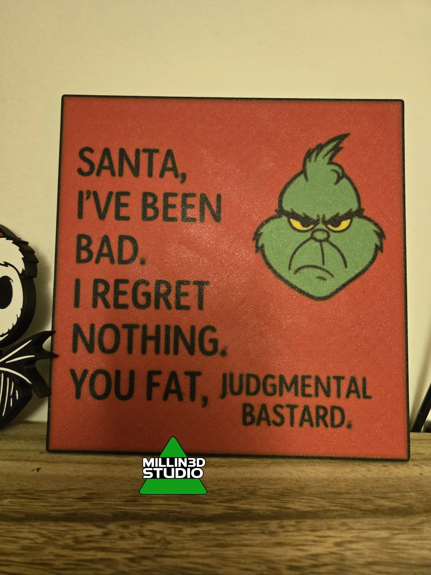 Funny Christmas Grinch Sign to Fat Santa-0