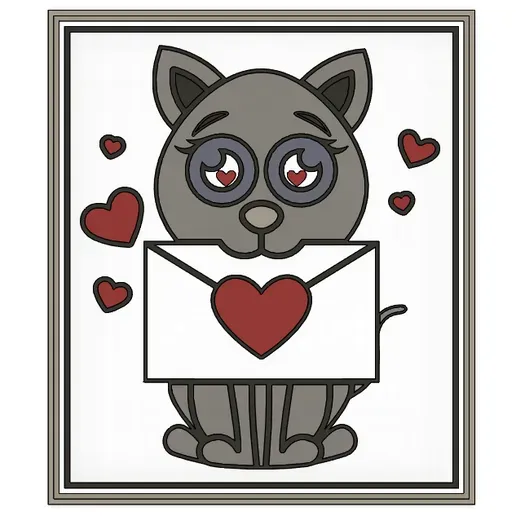 Gato corazones globo s+c