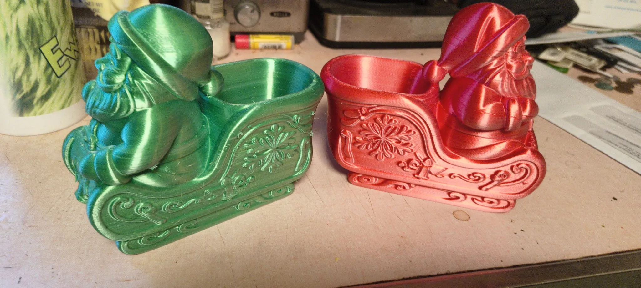 Festive Santa Sleigh Planter container STL-1