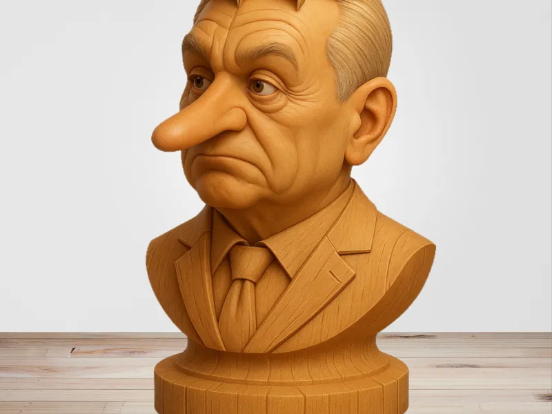 Caricature sculpture of Viktor Orban
