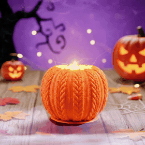 Fall Knit Pumpkin Tea Candle Holder