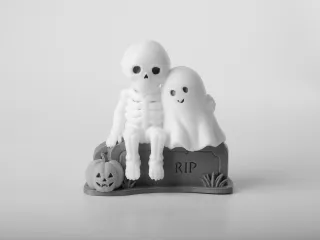 Cute Skeleton & Ghost - Halloween Figurine