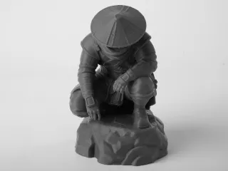 Ronin Warrior Figurine on Rock Base - Intricate Sculpture
