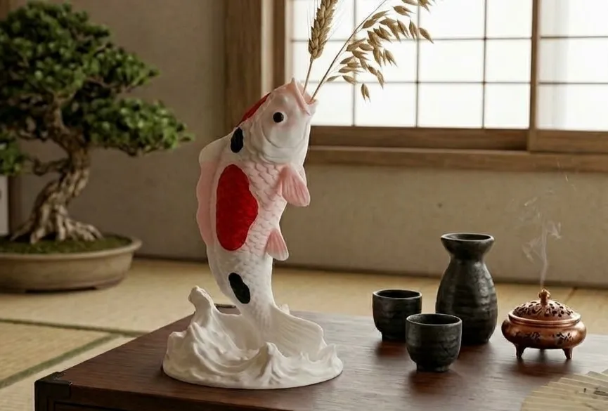 Koi Fish Vase - Japanese Style Dried Flower Decor