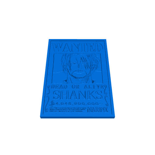 SHANKS WANTED POSTER - ONE PIECE 3D model 3D printable