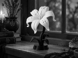 Elegant Ghost Lily Flower Sculpture