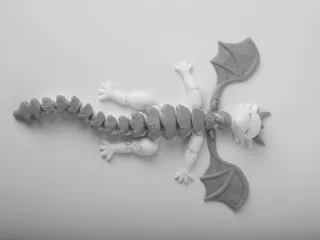 Blue and White Articulated Dragon - Fantasy Toy