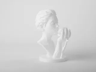 Serene Rose Girl Bust - Elegant Floral Sculpture