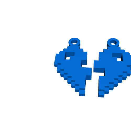 Paired pixel heart keychains
