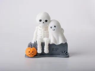 Cute Skeleton & Ghost - Halloween Figurine