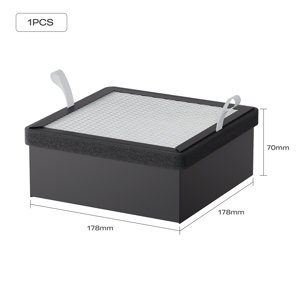 Creality Falcon Replacement Filter for Falcon A1 Air Purifier, rectangular with black base, white mesh top, and two white pull tabs. Size: 178x178x70mm. Includes 1pcs.