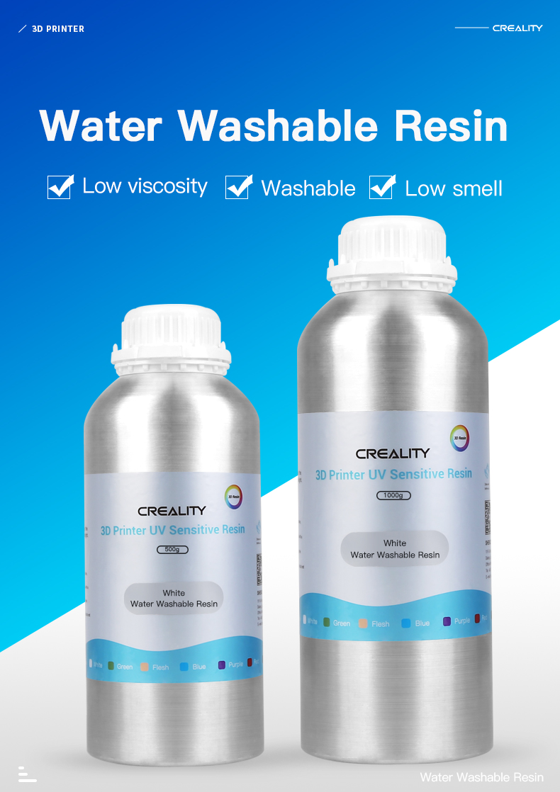 CREALITY Resina 3D Lavable al Agua Gris para Impresoras 3D 1000g Creality  Plus