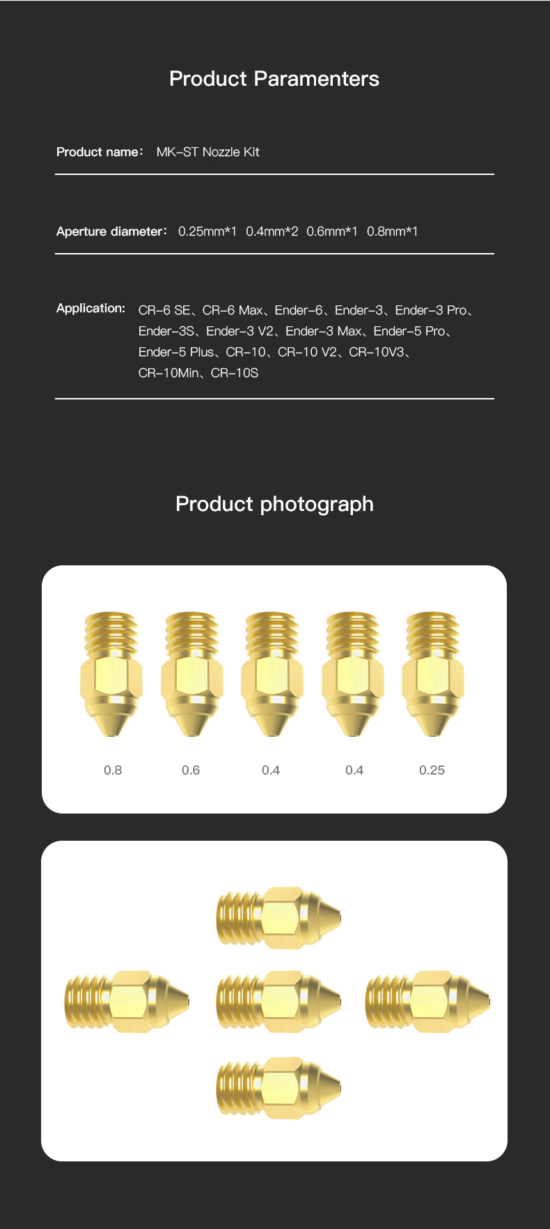 MK-ST Nozzle Kit 5pcs/Set - Creality Store