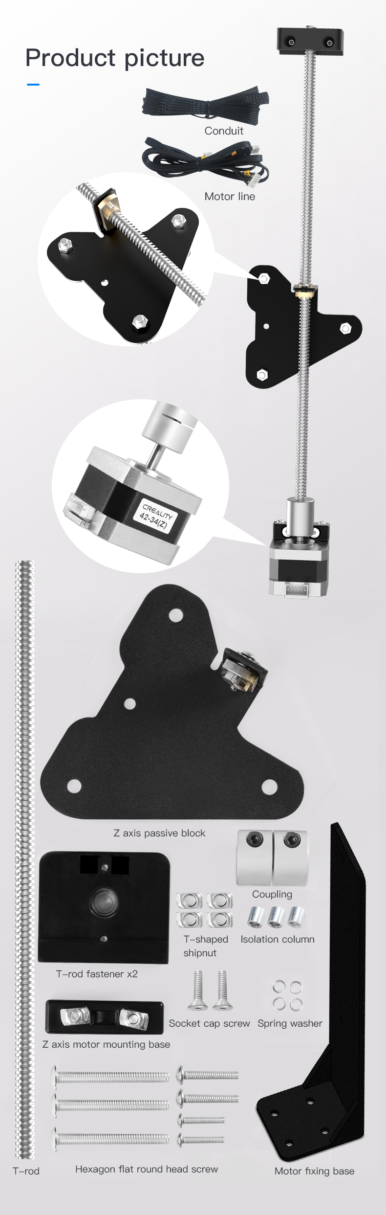 Creality Dual Z-axis Upgrade Kit with Lead Screw and Stepper Motor