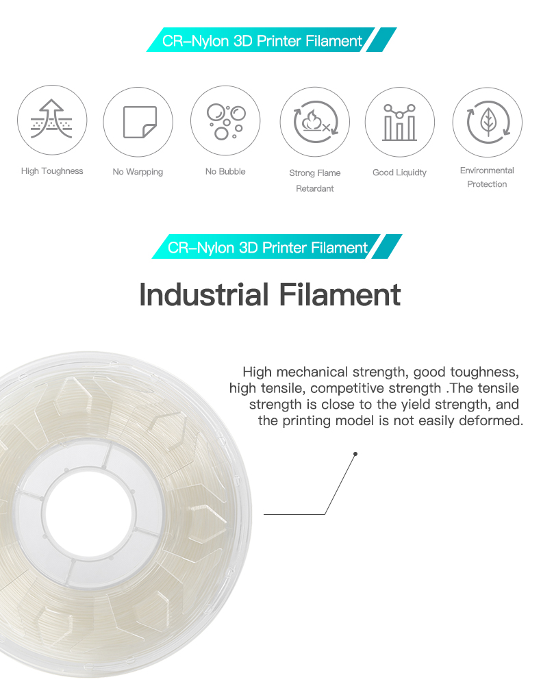 Creality CR-Nylon Filament strength and industrial printing features