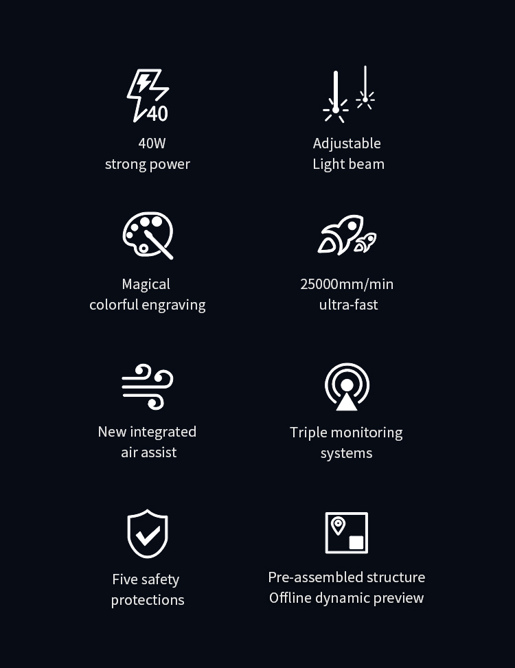 Creality Falcon2 40W Laser Engraver Adjustable Light Beam Air Assist Lens  Monitoring 25000mm/min DIY Colorful Engraving Machine