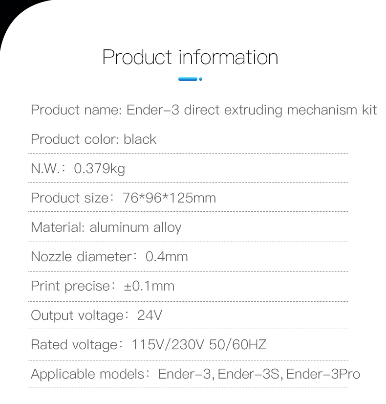 Creality Ender-3 Direct Extruding Kit