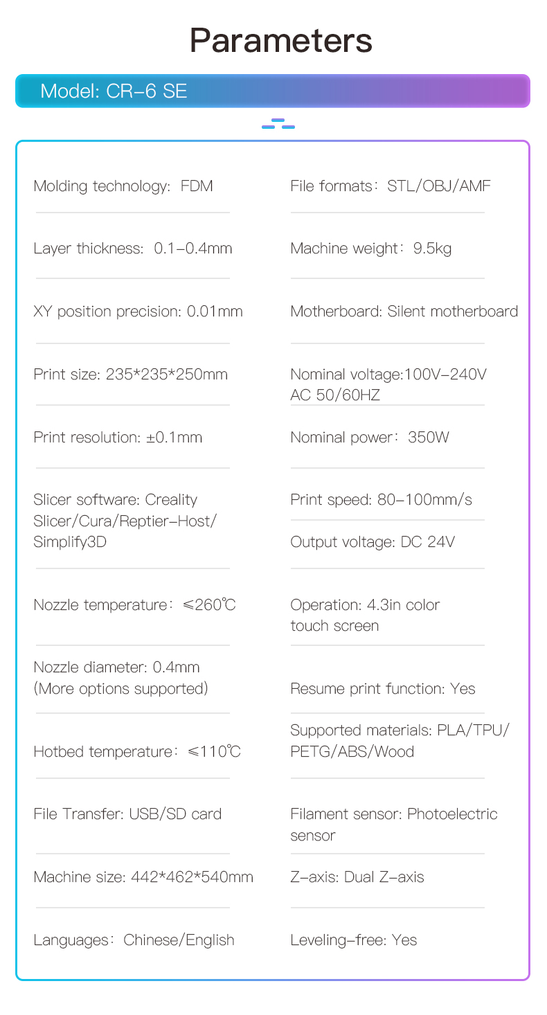 creality cr-6 se 3d printer